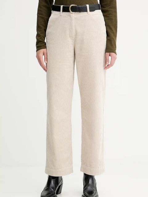 Marc O'Polo spodnie sztruksowe damskie kolor beżowy proste high waist 511104110441