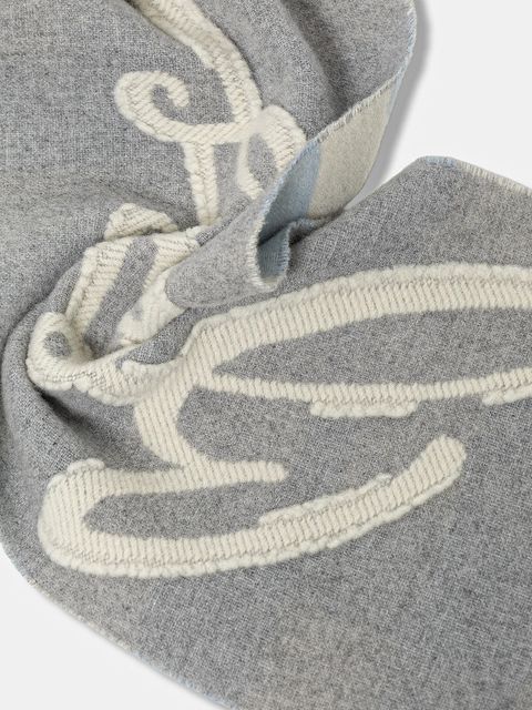 BOSS szalik z dodatkiem wełny damski kolor szary gładki 50558654