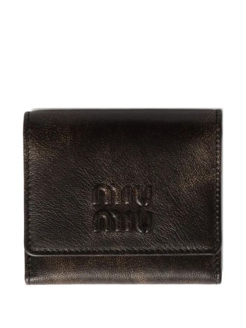 Miu Miu small logo-embossed leather wallet - Brown - zdjęcie produktu nr 1