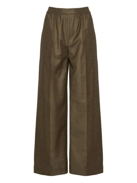 Yves Salomon elasticated waistband flannel trousers - Brown - zdjęcie produktu nr 1