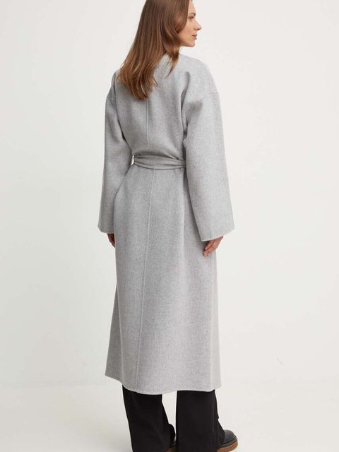 Calvin Klein płaszcz wełniany kolor szary przejściowy K20K207086