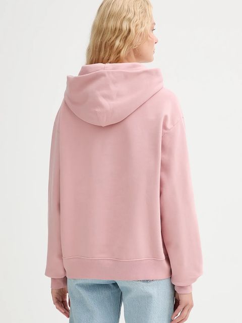 Levi's bluza bawełniana damska kolor różowy z kapturem gładka A8790