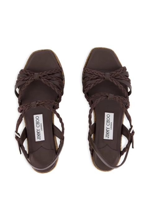 Jimmy Choo braided-leather wedge-heel sandals - Brown