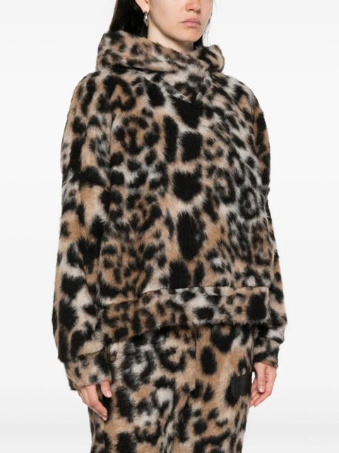 GCDS hooded animal-print sweater - Brown
