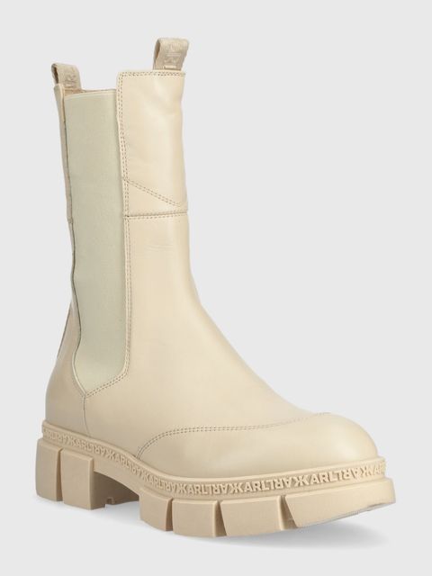 Karl Lagerfeld sztyblety skórzane ARIA damskie kolor beżowy na platformie KL43280