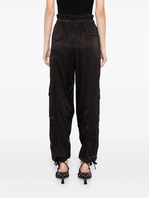 GANNI washed satin trousers - Black