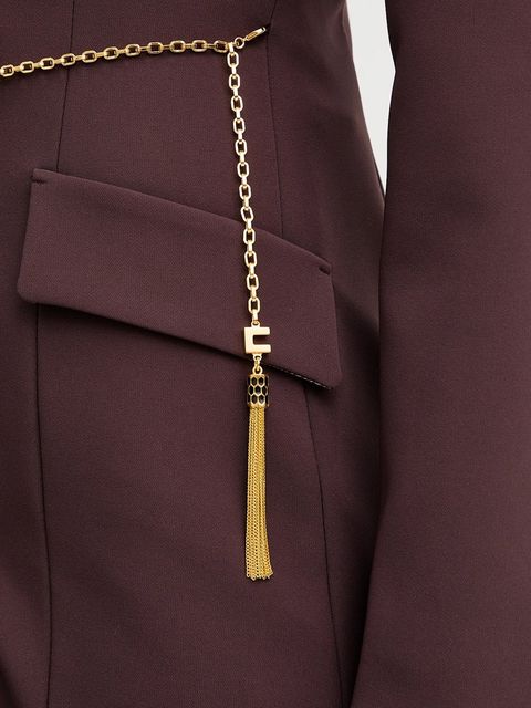 Elisabetta Franchi sukienka kolor bordowy mini prosta AB89657E2