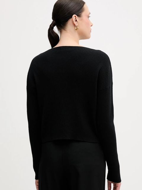 Sisley sweter z domieszką wełny damski kolor czarny 1KHTL106J - zdjęcie produktu nr 2