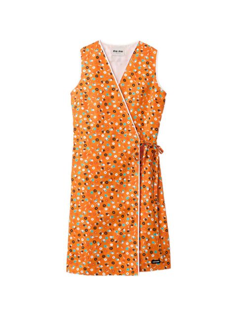Miu Miu floral-detail midi dress - Orange - zdjęcie produktu nr 1