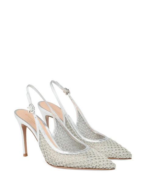Gianvito Rossi Nikki pointed sling-back heeled pumps - Grey - zdjęcie produktu nr 2