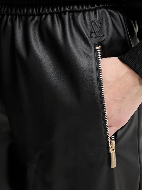 Armani Exchange spodnie damskie kolor czarny proste high waist XW000681 AF16106