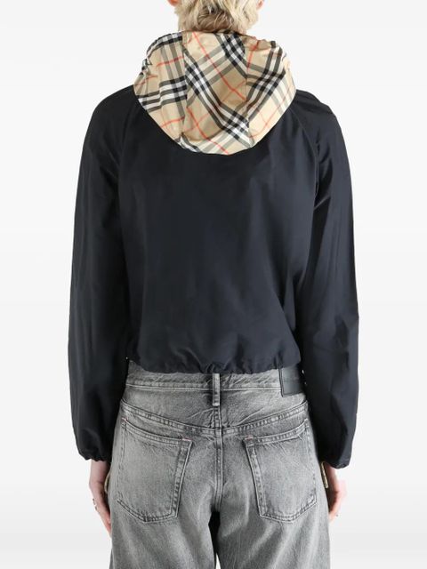 Burberry check-hood cropped jacket - Black