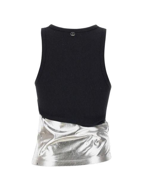 Rabanne foil-finish asymmetric tank top - Black