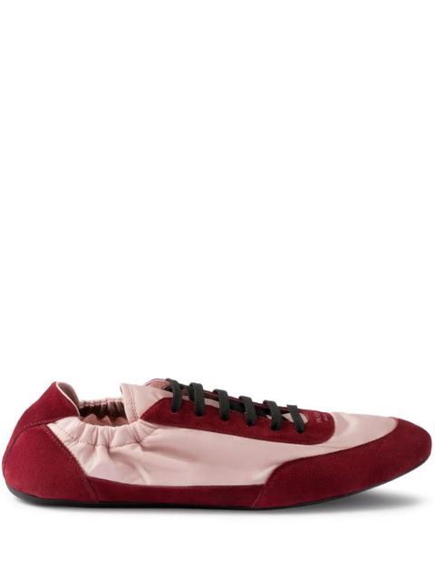 Prada suede-panel lace-up sneakers - Red - zdjęcie produktu nr 1