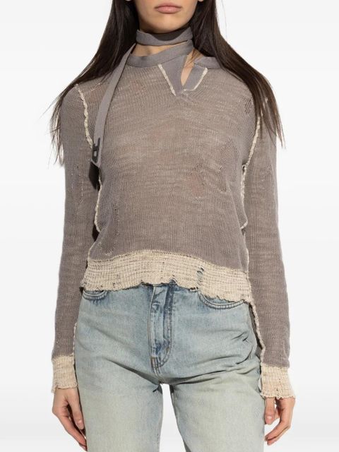 Diesel M-Dracarina frayed knitted sweater - Neutrals