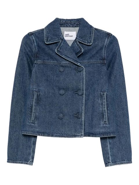 Self-Portrait double-breasted denim jacket - Blue - zdjęcie produktu nr 1