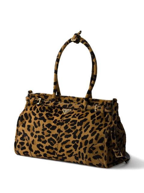Prada large Bonnie printed tote bag - Brown