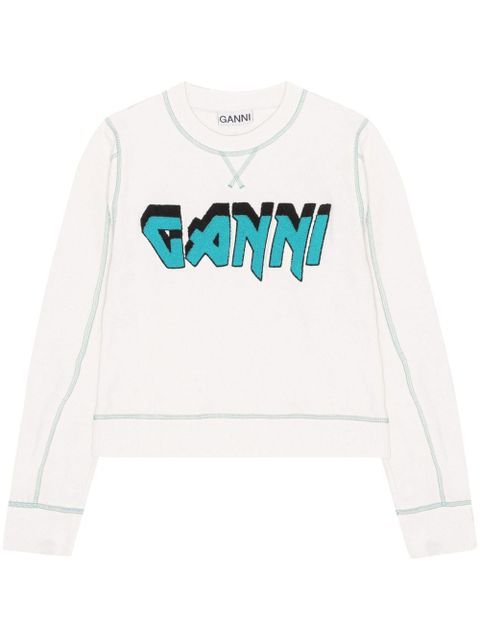 GANNI Isoli Rock logo-embroidered T-shirt - White