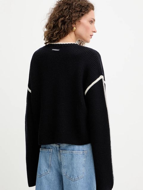 Pinko sweter wełniany damski kolor niebieski 105397 A2PK - zdjęcie produktu nr 2