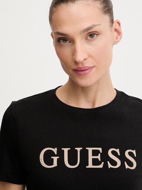 Guess t-shirt bawełniany CLELIA damski kolor czarny V5BI10 I3Z14