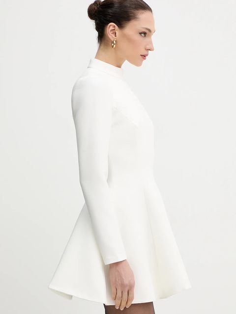 Bardot sukienka kolor beżowy mini rozkloszowana 60238DB