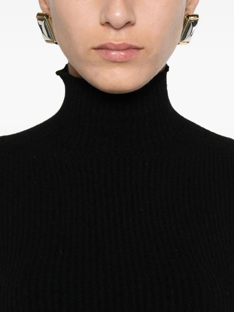 SOLOTRE roll-neck ribbed sweater - Black