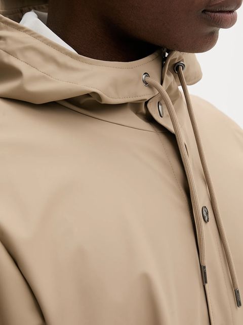 Rains kurtka 12020 Long Jacket kolor beżowy przejściowa 12020