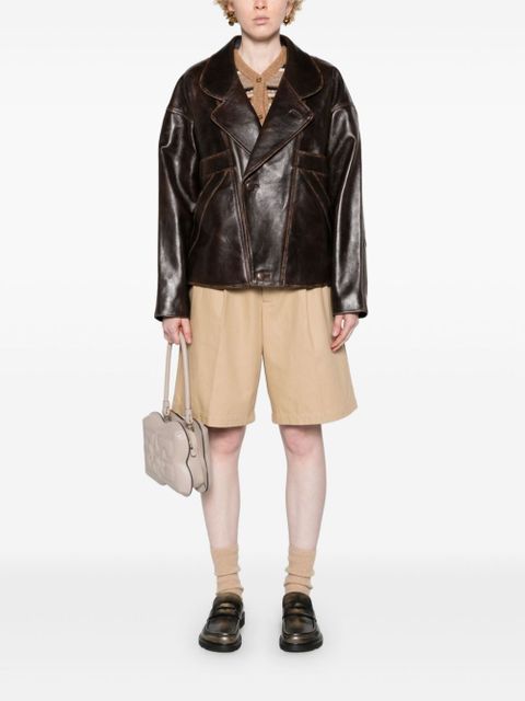 SANDRO oversized leather jacket - Brown
