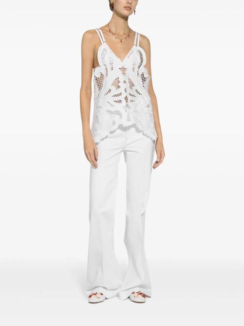 Dolce & Gabbana cut-out detailed cotton top - White
