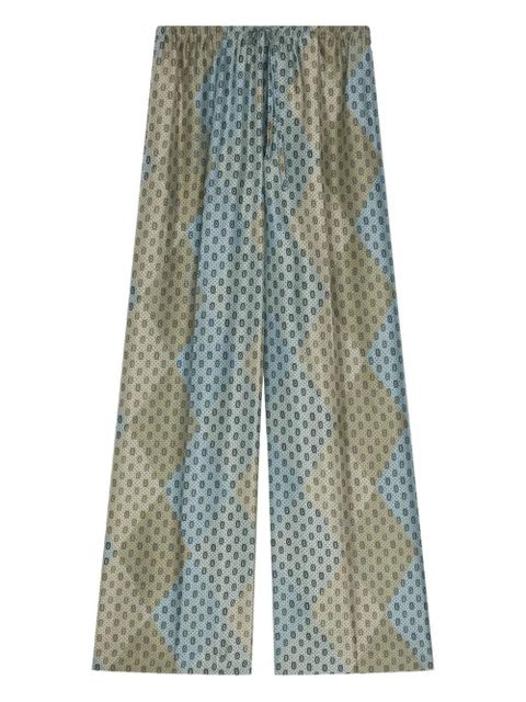 DRIES VAN NOTEN geometric-pattern elasticated trousers - Blue - zdjęcie produktu nr 1