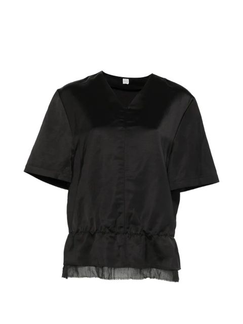 TOTEME V-neck satin blouse - Black - zdjęcie produktu nr 1