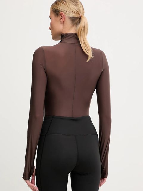 Calvin Klein Performance body treningowe kolor brązowy z półgolfem LVGWF5K139