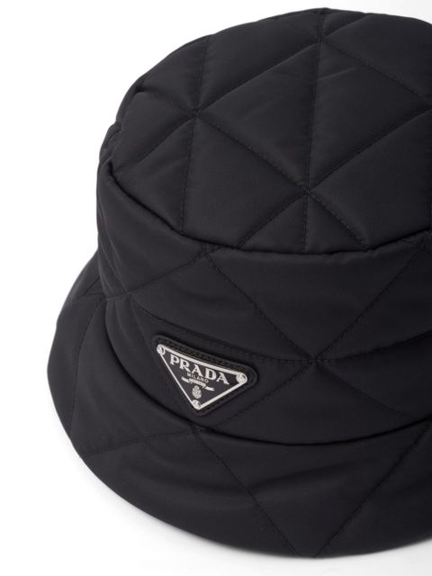 Prada triangle-logo quilted bucket hat - Black