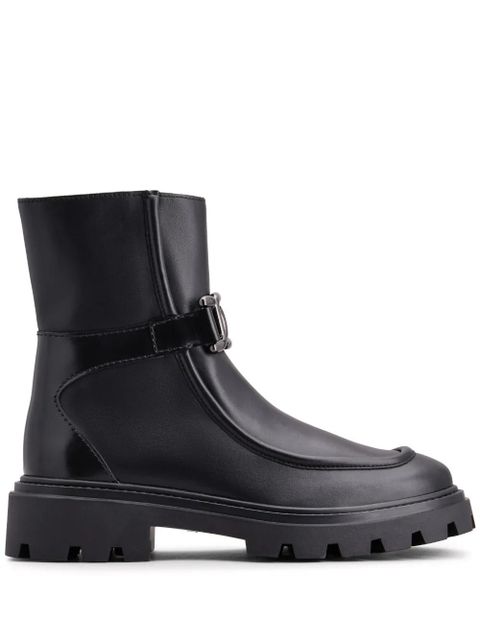 Tod's logo-engraved zipped leather boots - Black - zdjęcie produktu nr 1