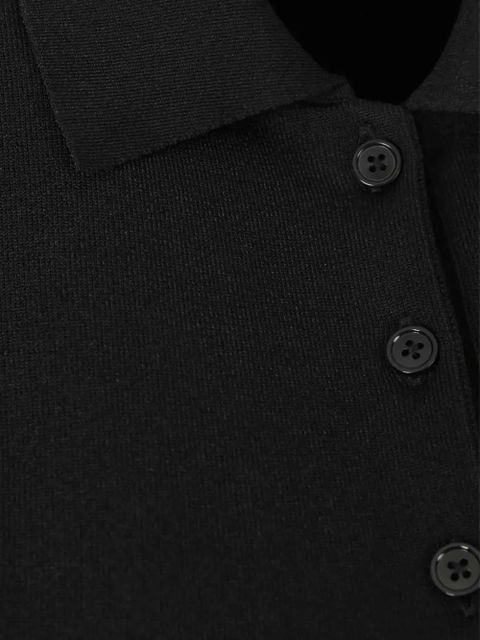 Alexander McQueen lace-trim polo top - Black - zdjęcie produktu nr 2