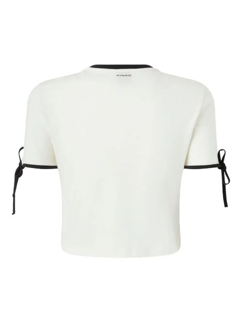 PINKO swallow-embroidered tie-cuff top - White - zdjęcie produktu nr 2