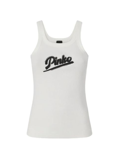 PINKO logo-embroidered tank top - White - zdjęcie produktu nr 1