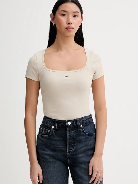 Tommy Jeans t-shirt damski kolor beżowy DW0DW21837 - zdjęcie produktu nr 1