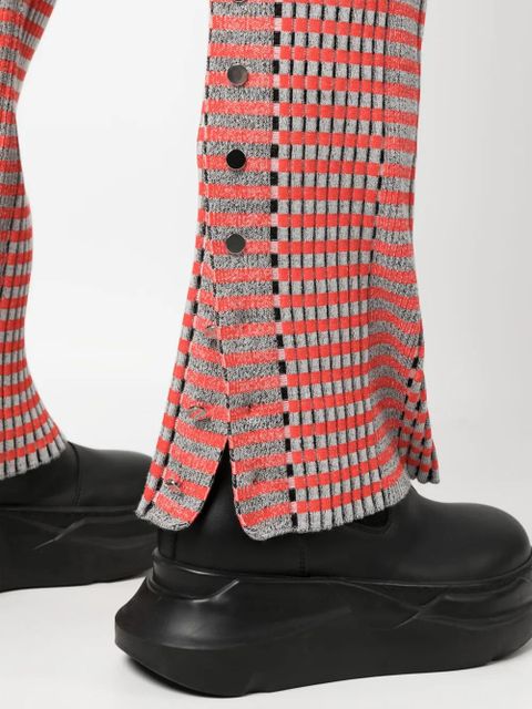 Rabanne check-pattern ribbed-knit trousers - Orange