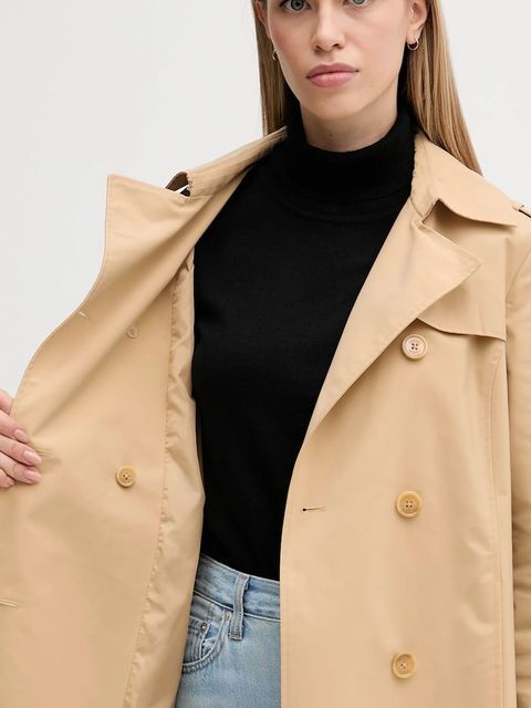 Joop! płaszcz damski kolor beżowy przejściowy dwurzędowy 30044769 10017375