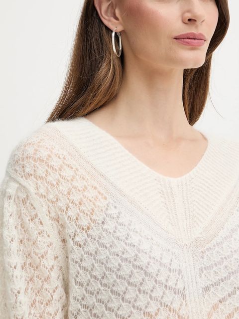 Twinset sweter z domieszką wełny damski kolor beżowy lekki 252TP3522