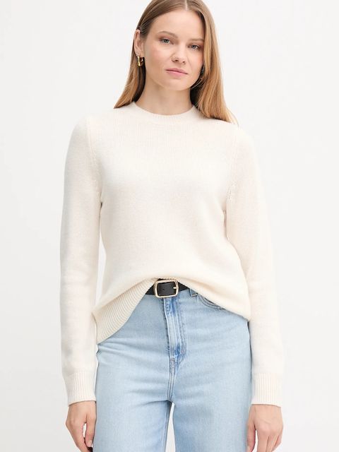 Barbour sweter wełniany damski kolor beżowy LKN1666 - zdjęcie produktu nr 1