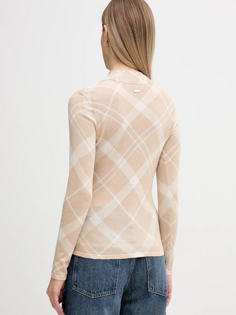 Barbour sweter bawełniany Savannah damski kolor beżowy lekki z półgolfem LKN1731 - zdjęcie produktu nr 2