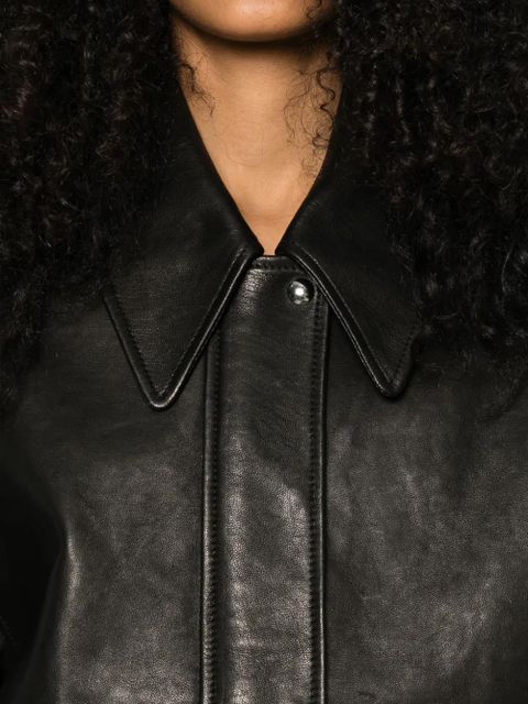 KHAITE collared leather jacket - Black