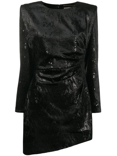 Saint Laurent silk snakeskin-effect mini dress - Black - zdjęcie produktu nr 1