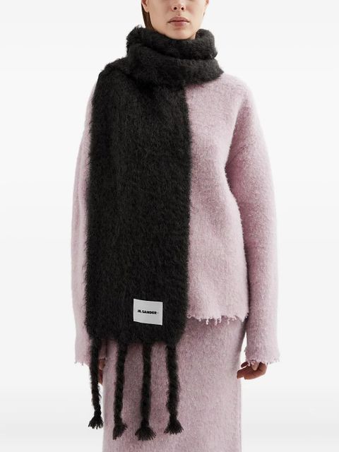 Jil Sander fringed knitted scarf - Black - zdjęcie produktu nr 2