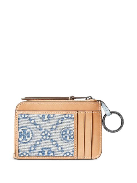 Tory Burch T-Monogram denim zip card case - Neutrals - zdjęcie produktu nr 2