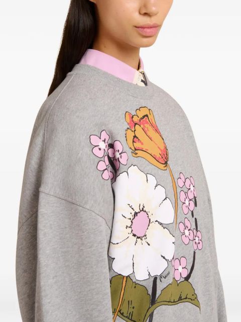 Marni floral-print ribbed sweatshirt - Grey