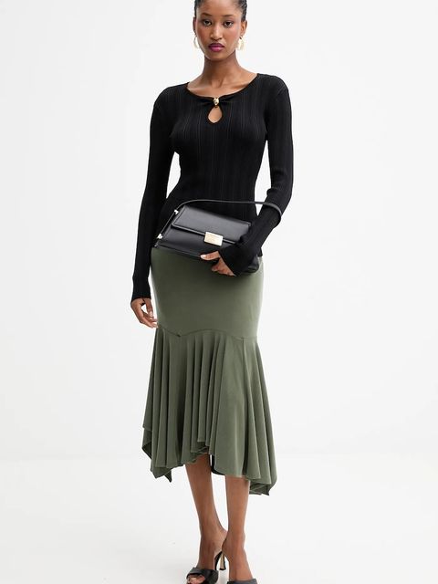 Guess spódnica KENZIE kolor zielony midi rozkloszowana W5YD85 KCTB2 - zdjęcie produktu nr 2