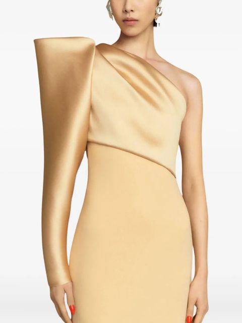 Solace London Tally satin-sleeve maxi dress - Neutrals